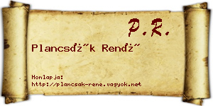 Plancsák René névjegykártya